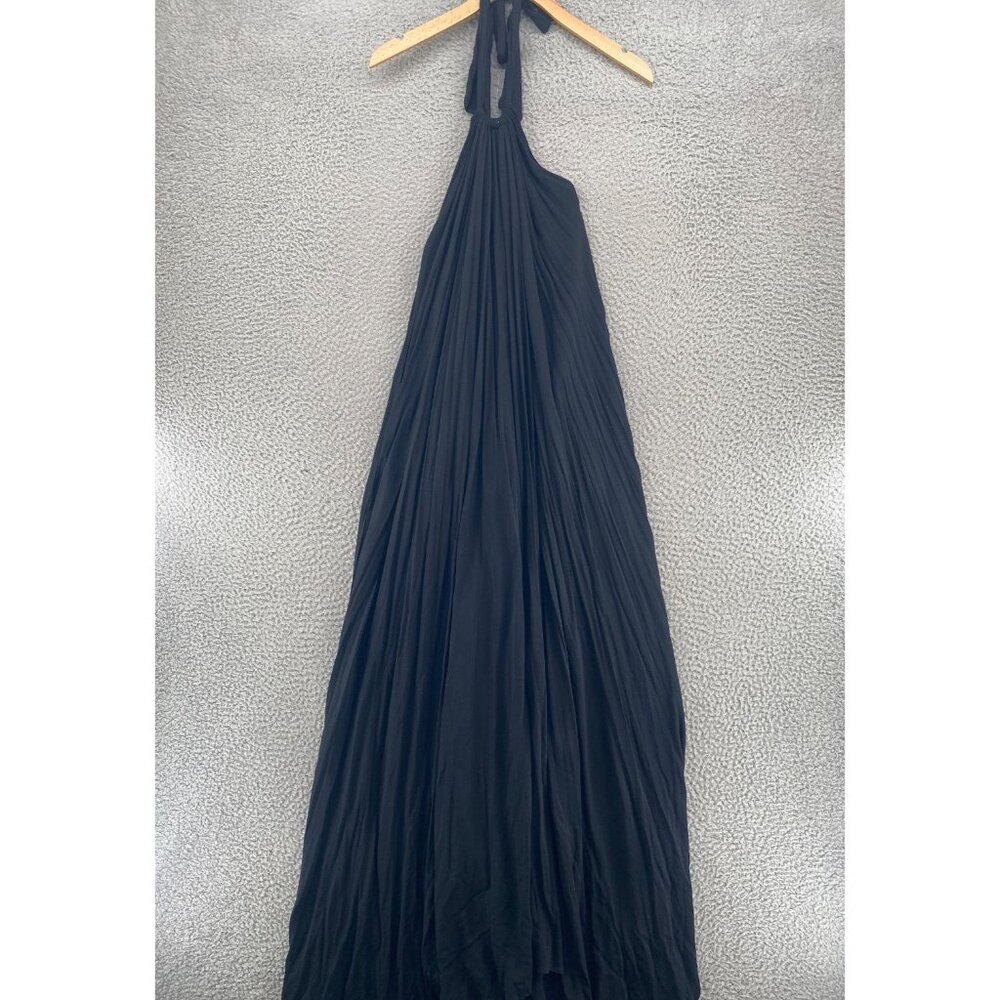 Elan Dress Womens OS Black Tent Maxi Tied Halter Neck Handkerchief Hem Casual